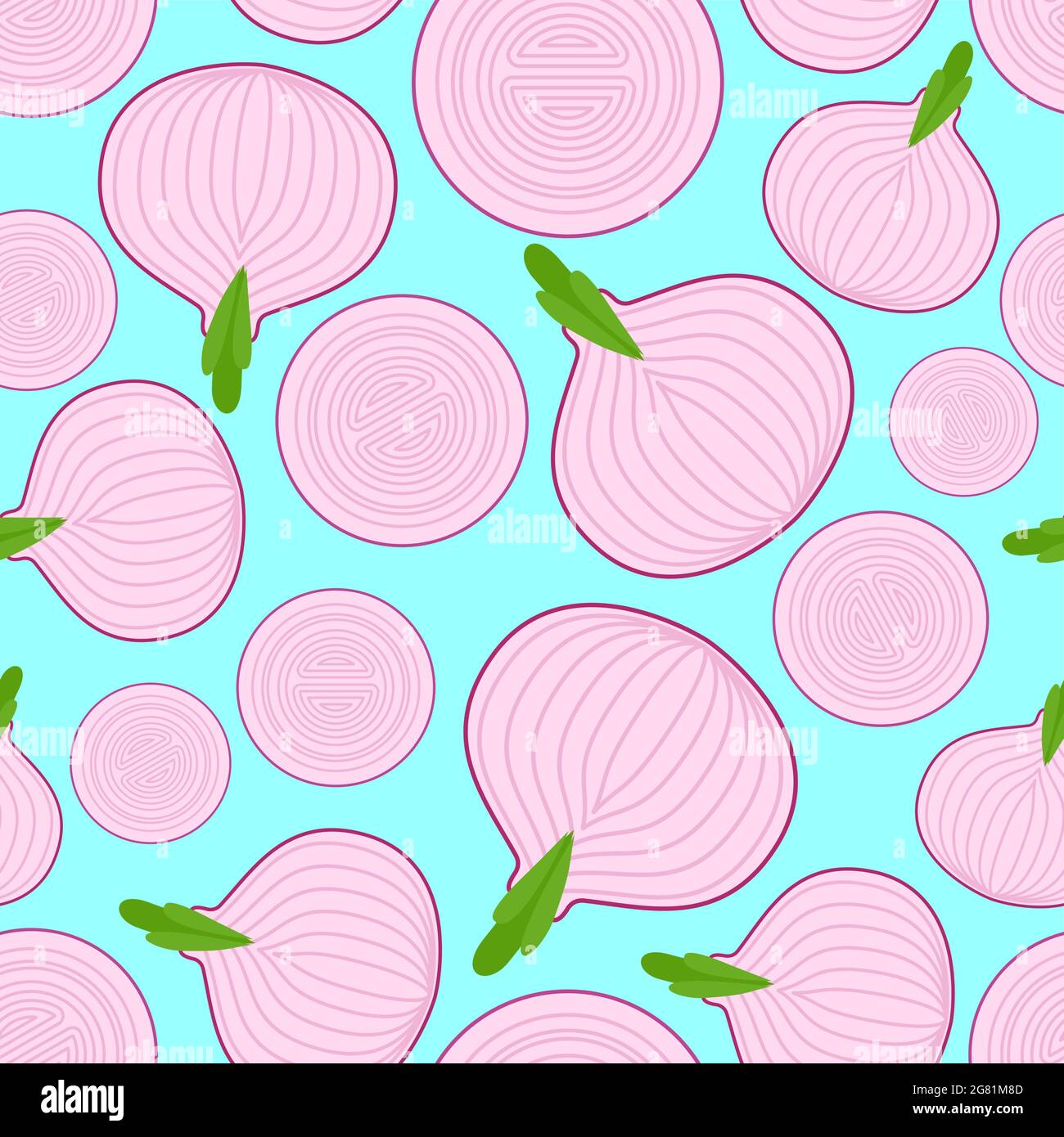 Onion pattern seamless. Bulb and slice background. Vegetable texture