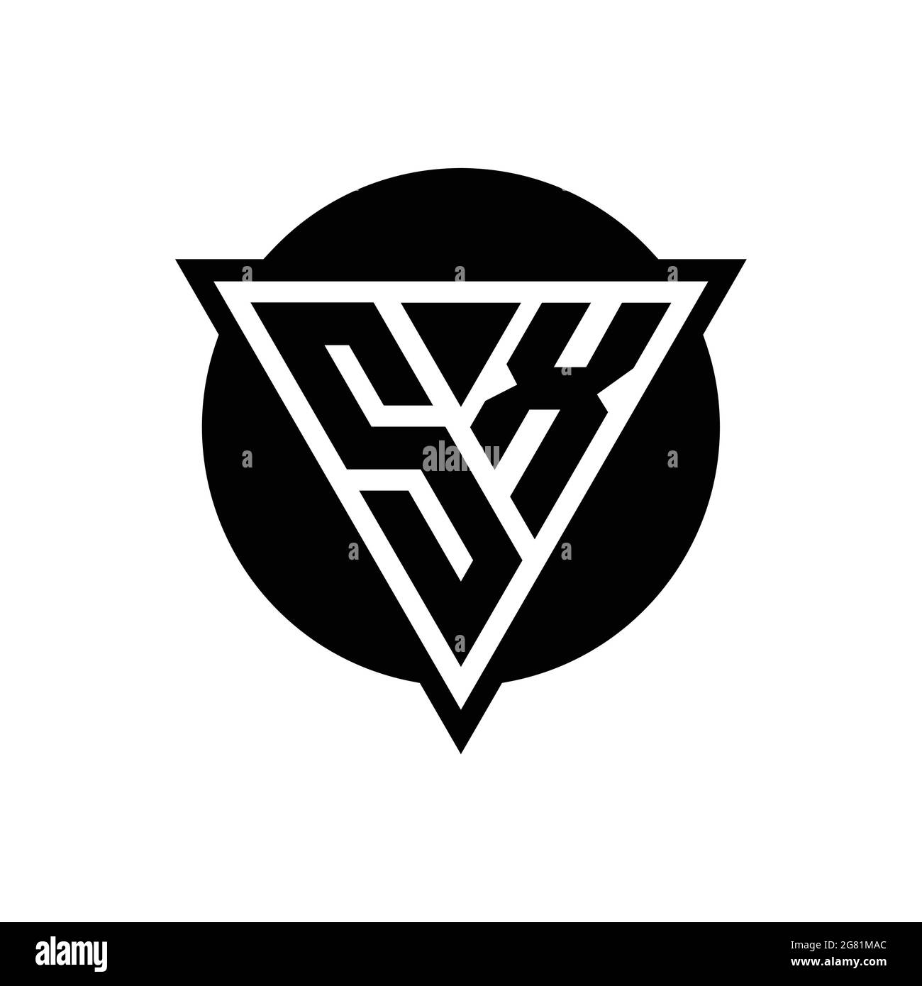 SX logo with negative space triangle and circle shape design template isolated on white background Stock Vector