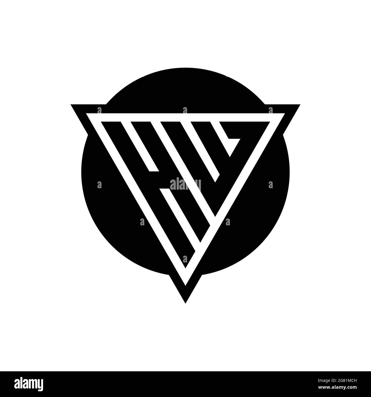 HW logo with negative space triangle and circle shape design template isolated on white background Stock Vector