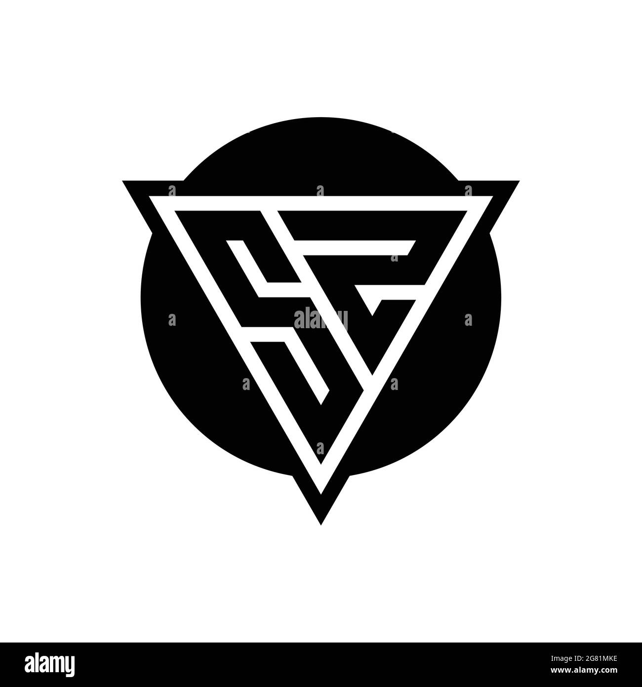 SZ logo with negative space triangle and circle shape design template isolated on white background Stock Vector