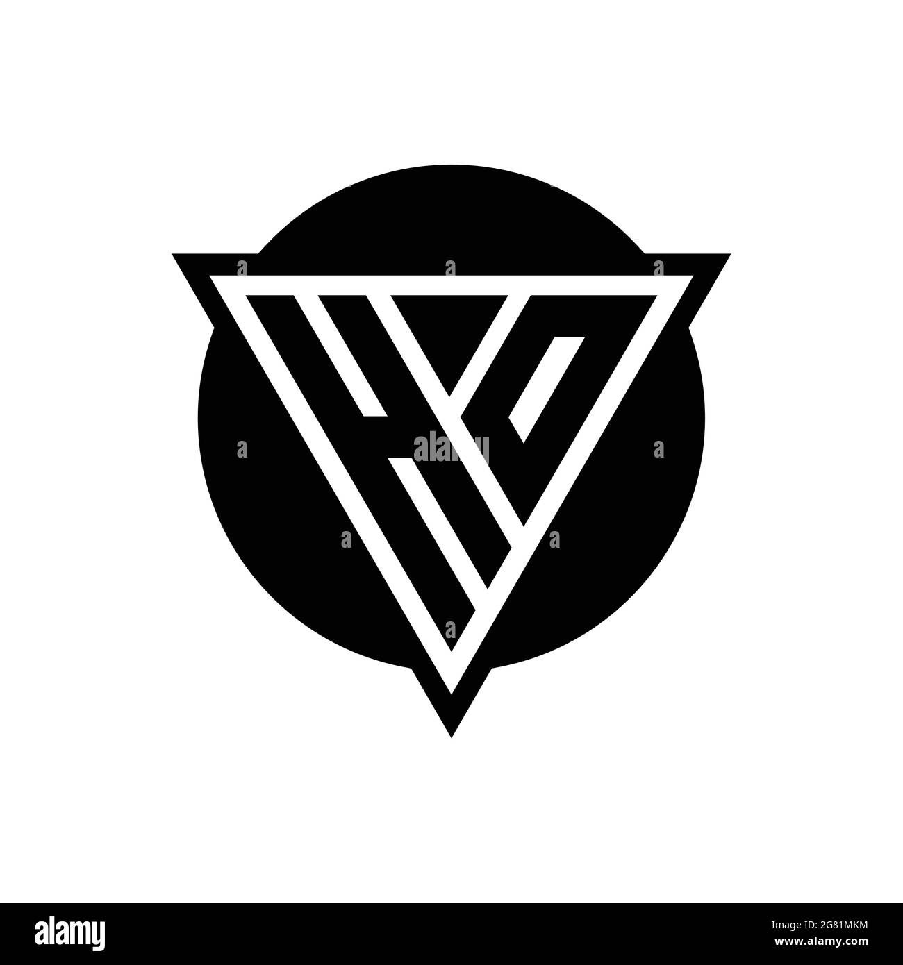 HO logo with negative space triangle and circle shape design template isolated on white background Stock Vector