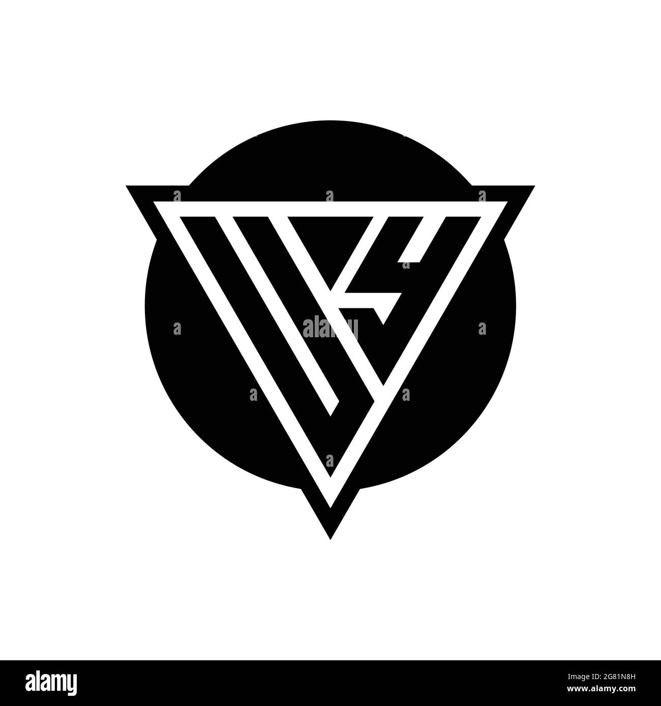 UY logo with negative space triangle and circle shape design template isolated on white background Stock Vector