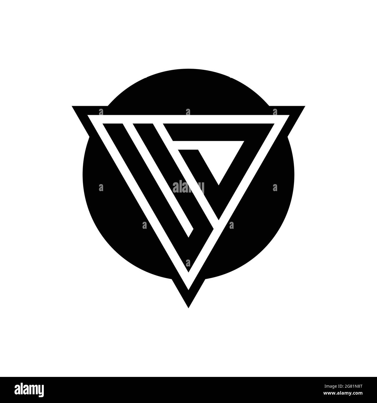 UD logo with negative space triangle and circle shape design template isolated on white background Stock Vector