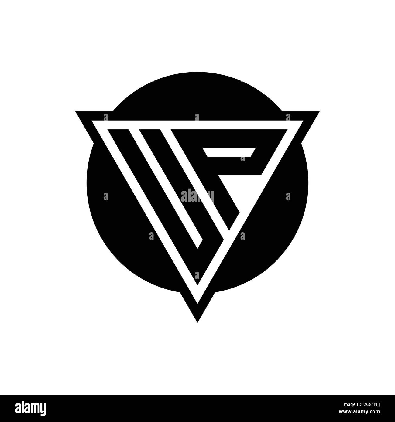 UP logo with negative space triangle and circle shape design template isolated on white background Stock Vector