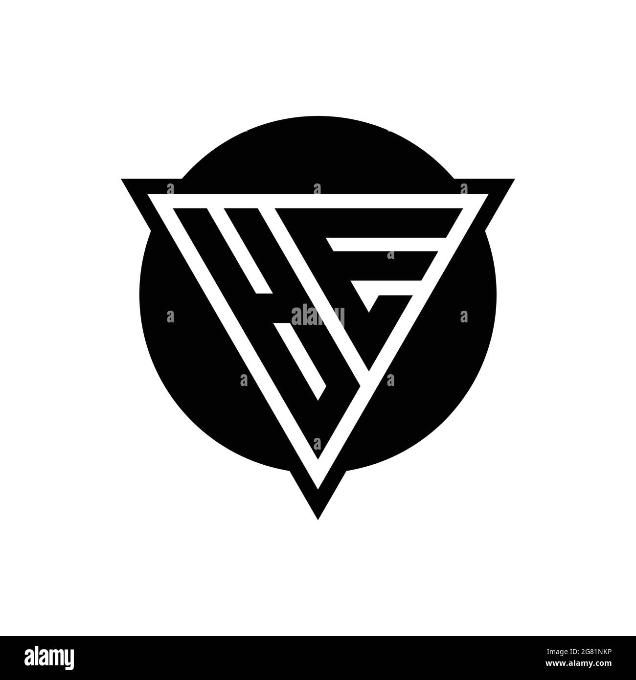 AE logo with negative space triangle and circle shape design template isolated on white background Stock Vector