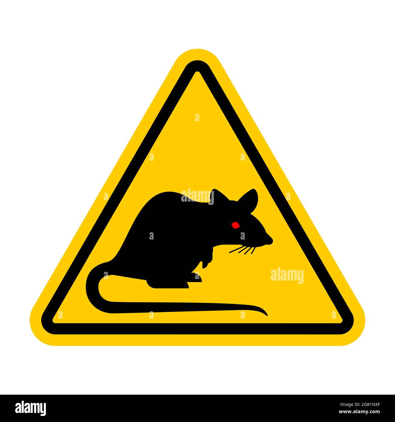 Attention Rat. Warning yellow road sign. Caution Mouse Stock 