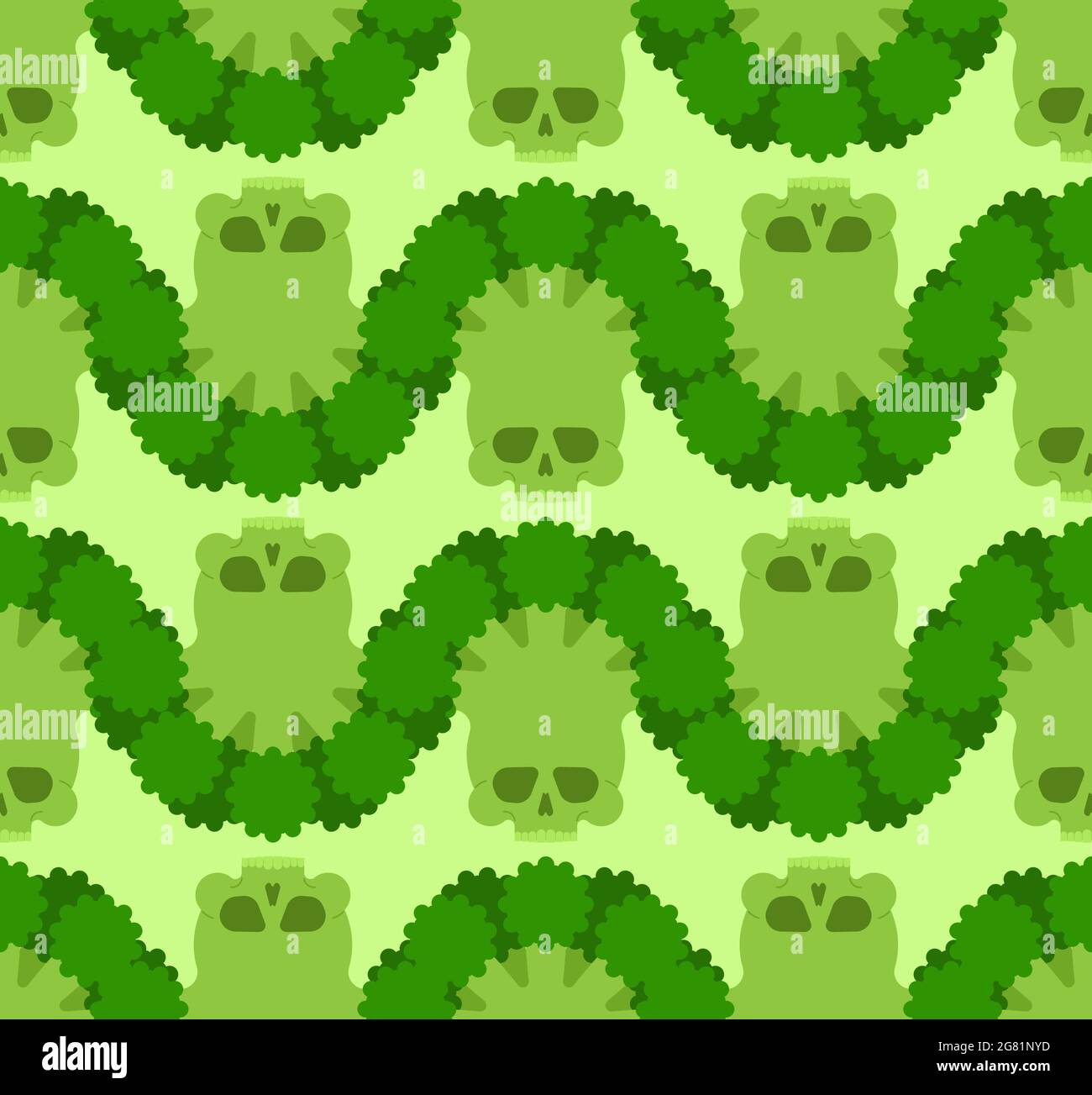 Skull broccoli pattern seamless. Deadly scary vegetable background Stock Vector