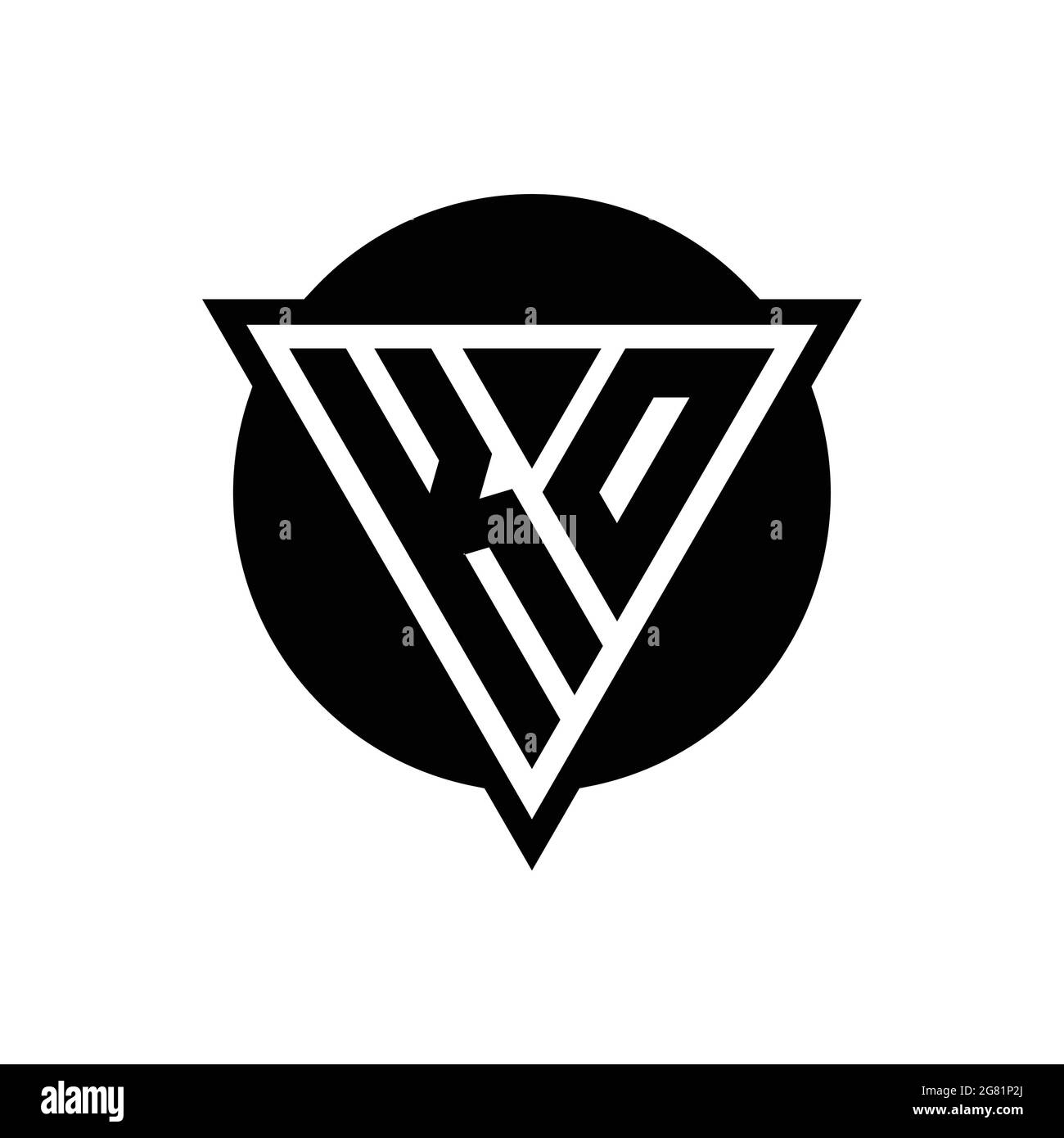 KO logo with negative space triangle and circle shape design template isolated on white background Stock Vector