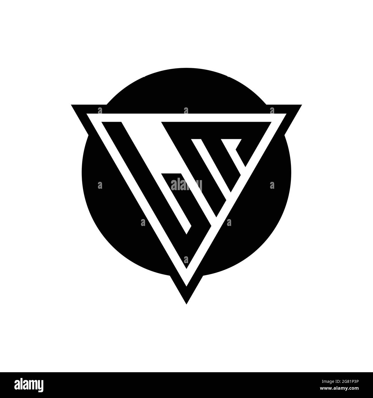 LM logo with negative space triangle and circle shape design template isolated on white background Stock Vector