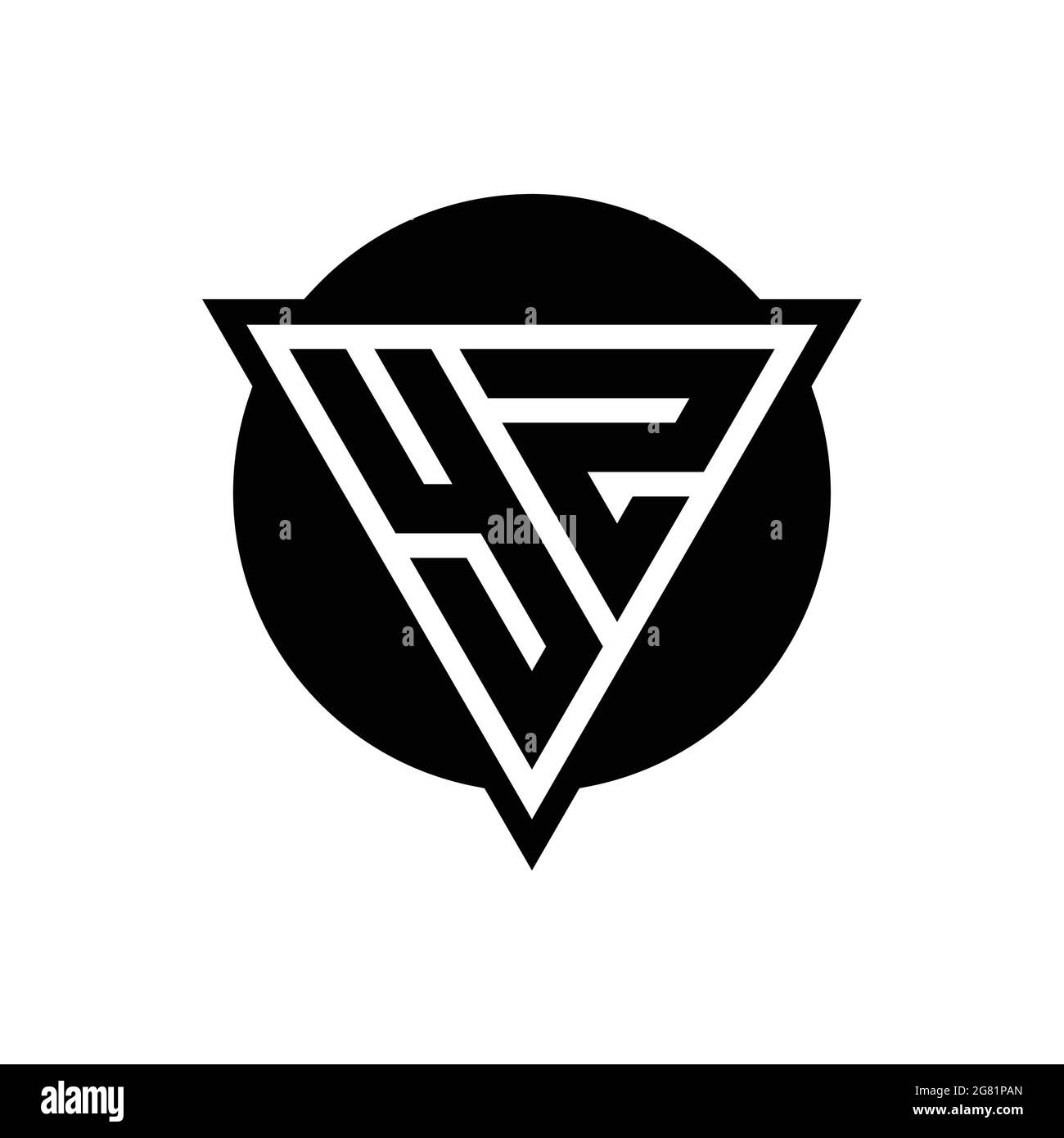 YZ logo with negative space triangle and circle shape design template isolated on white background Stock Vector