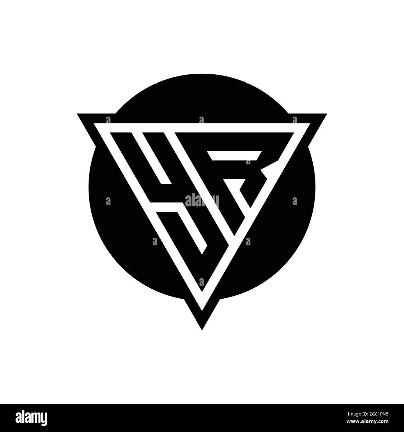 YR logo with negative space triangle and circle shape design template isolated on white background Stock Vector