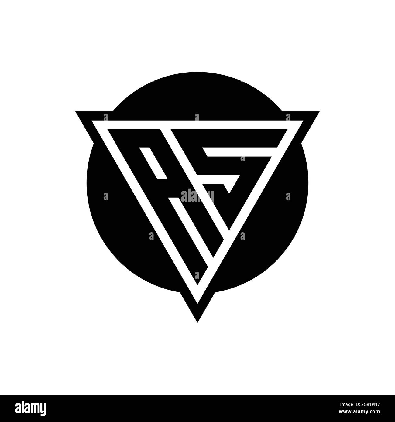 AS logo with negative space triangle and circle shape design template isolated on white background Stock Vector
