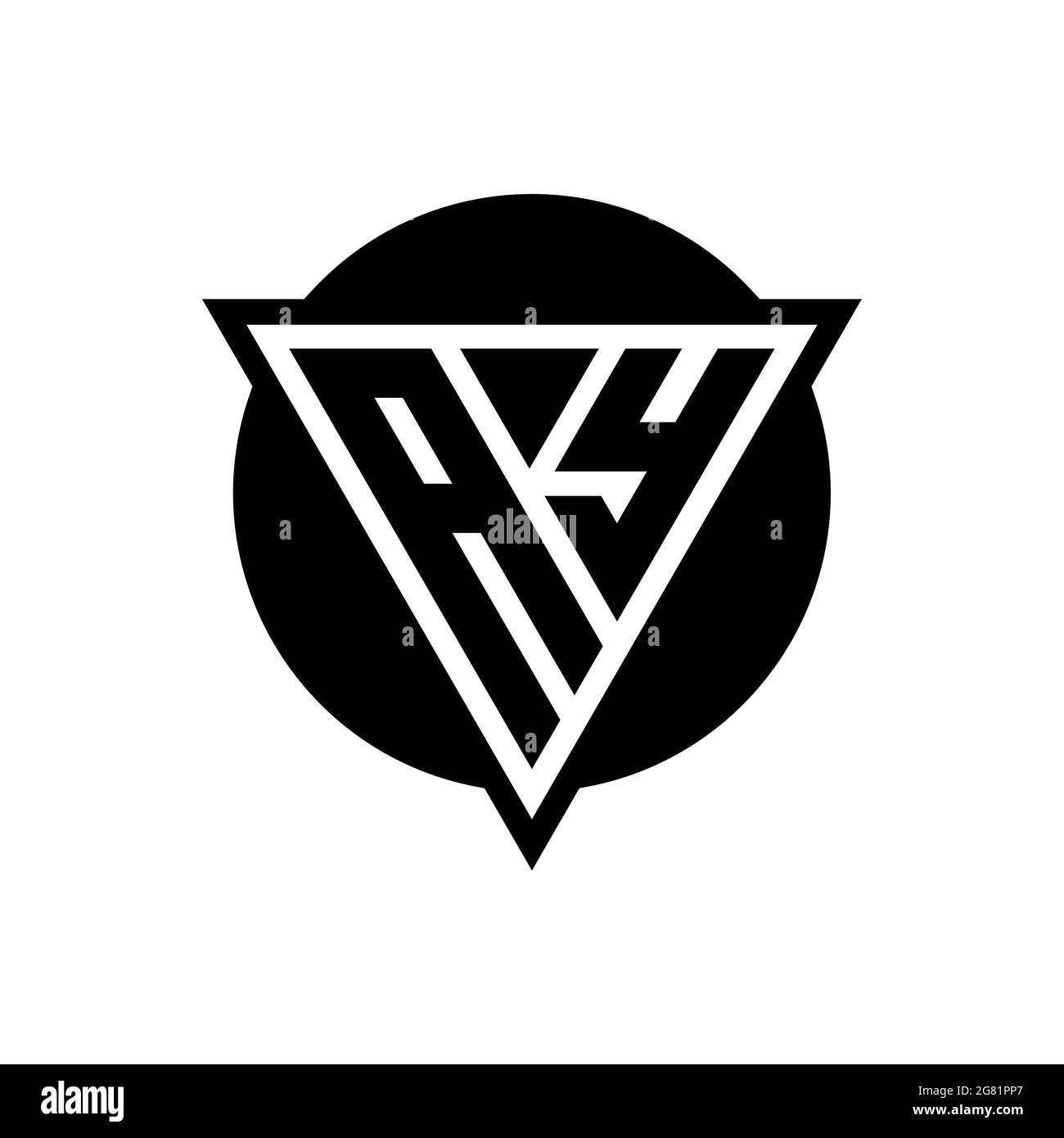 AY logo with negative space triangle and circle shape design template isolated on white background Stock Vector