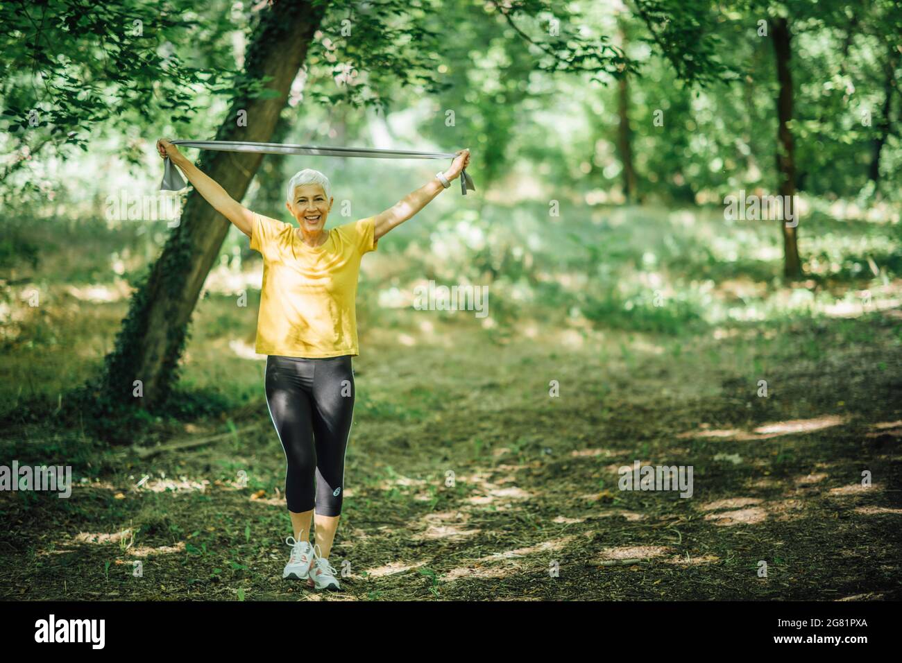 Resistance band walking exercise Stock Photo Alamy