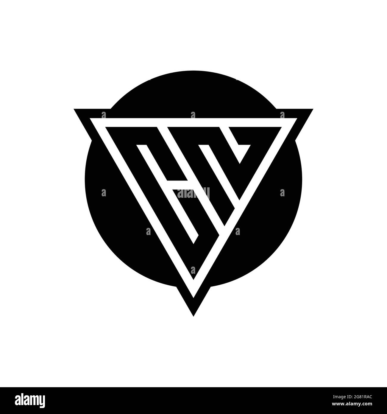 CN logo with negative space triangle and circle shape design template isolated on white background Stock Vector