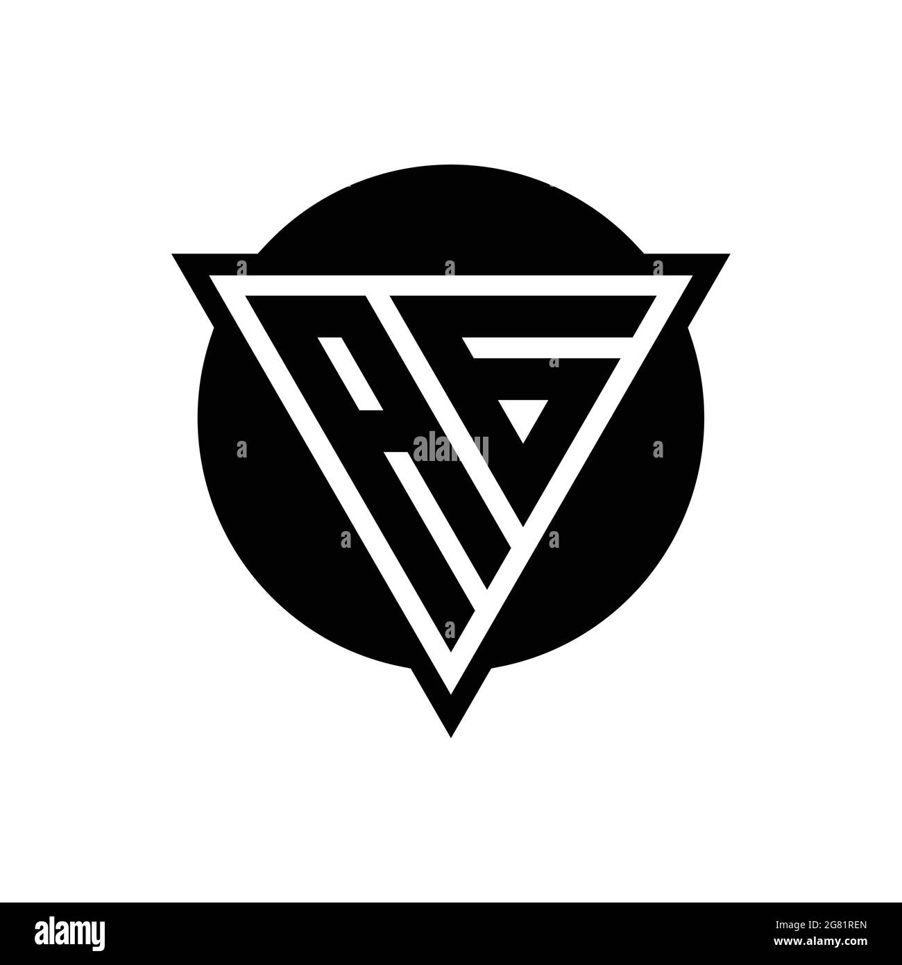 AG logo with negative space triangle and circle shape design template isolated on white background Stock Vector