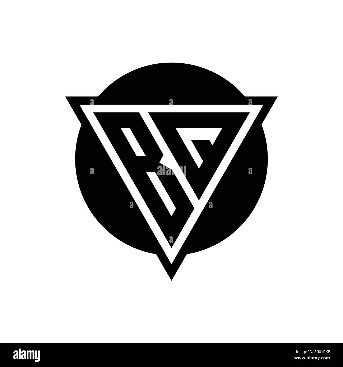 BQ logo with negative space triangle and circle shape design template isolated on white background Stock Vector