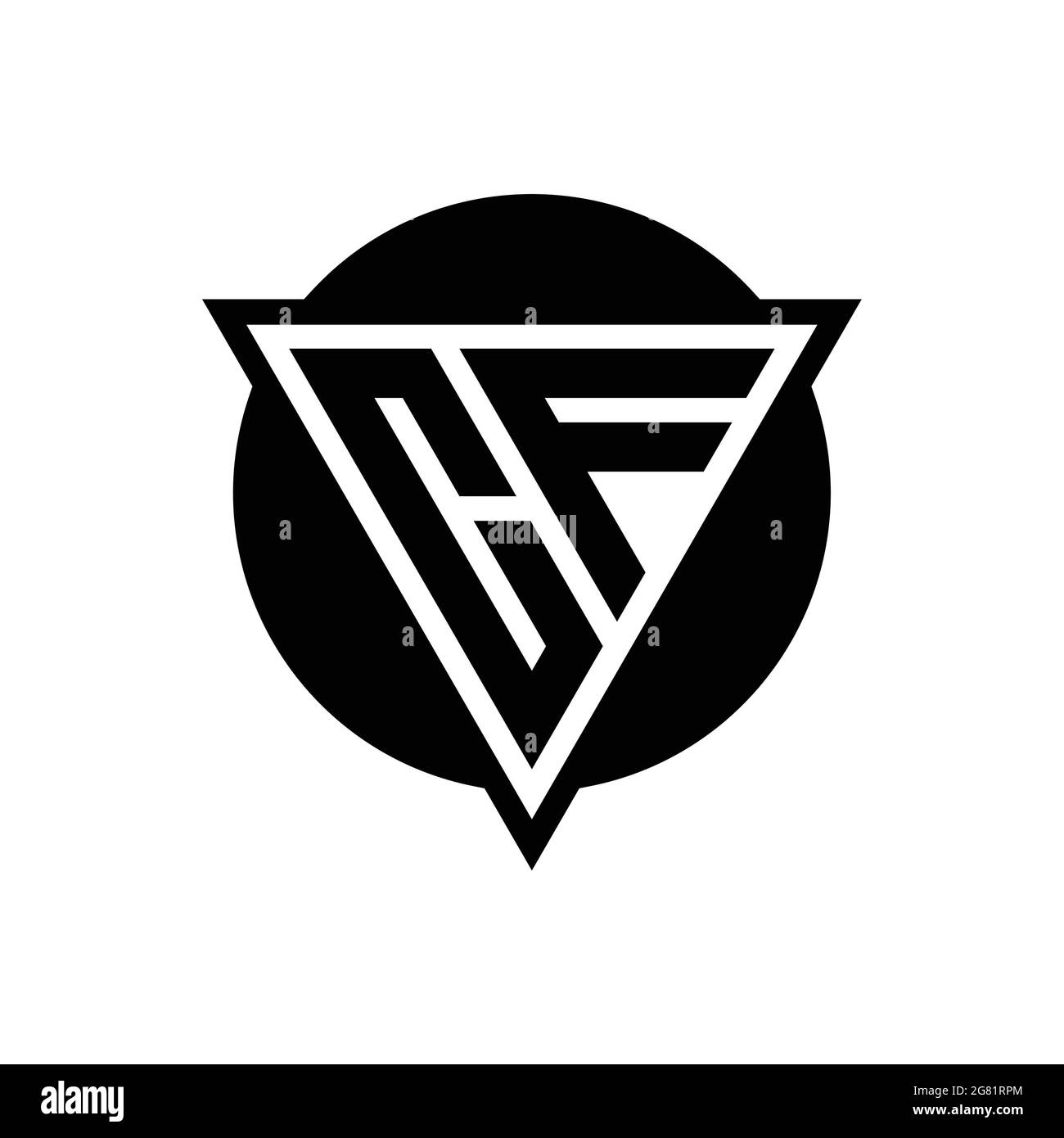 CF logo with negative space triangle and circle shape design template isolated on white background Stock Vector
