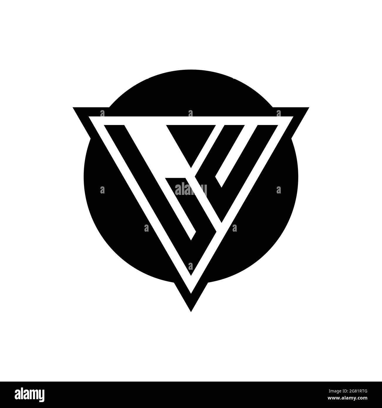 LU logo with negative space triangle and circle shape design template isolated on white background Stock Vector