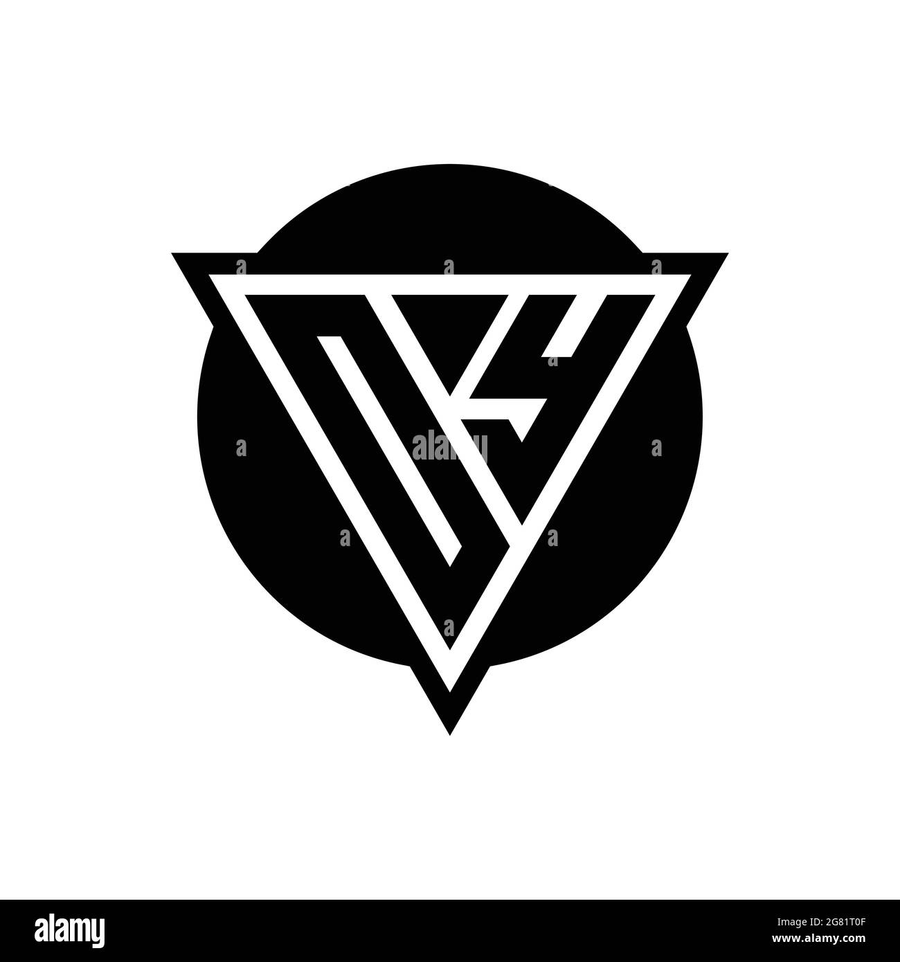 OY logo with negative space triangle and circle shape design template isolated on white background Stock Vector