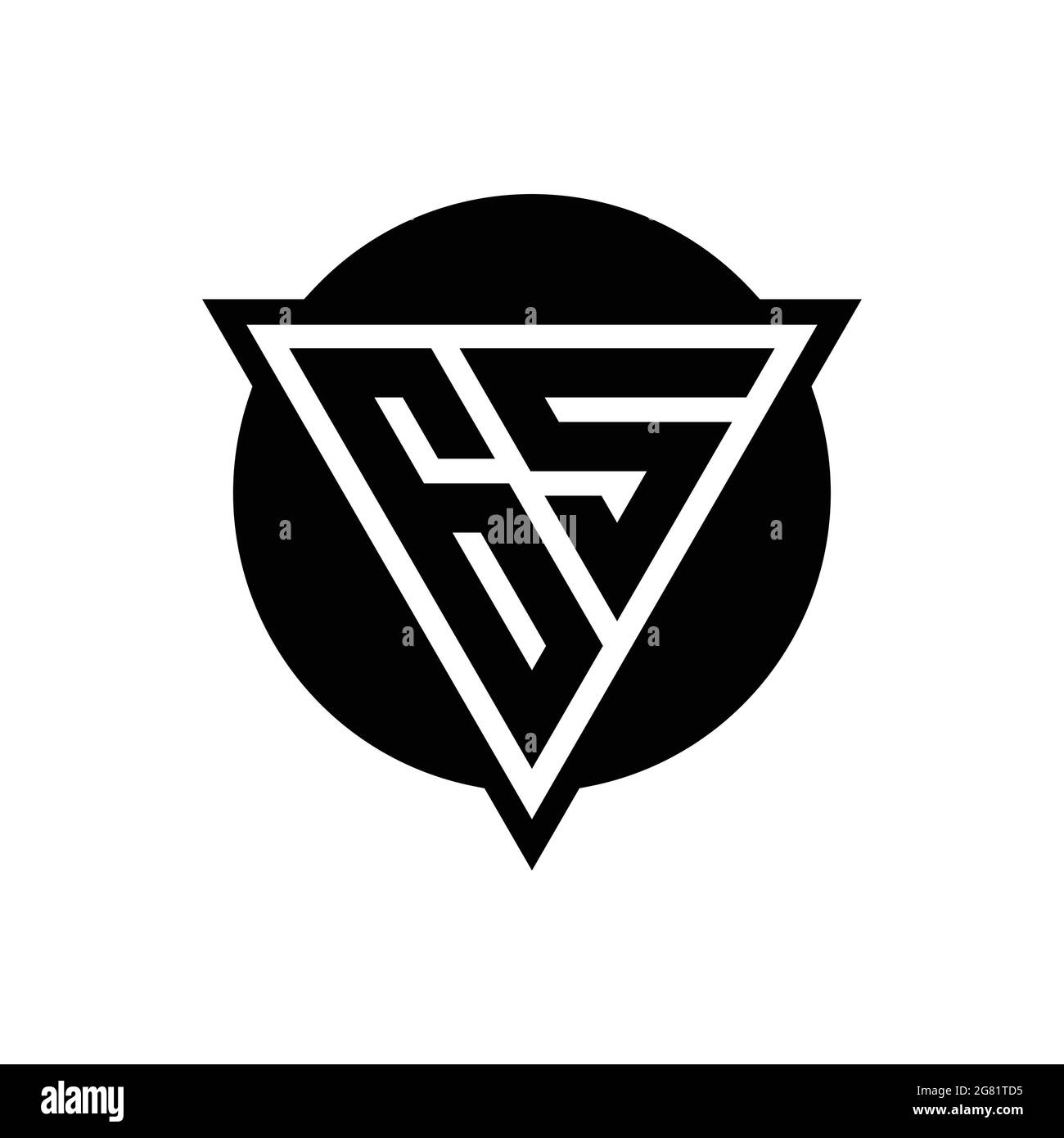 GS logo with negative space triangle and circle shape design template isolated on white background Stock Vector