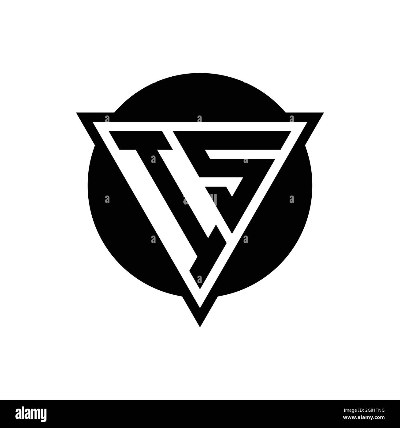 IS logo with negative space triangle and circle shape design template isolated on white background Stock Vector