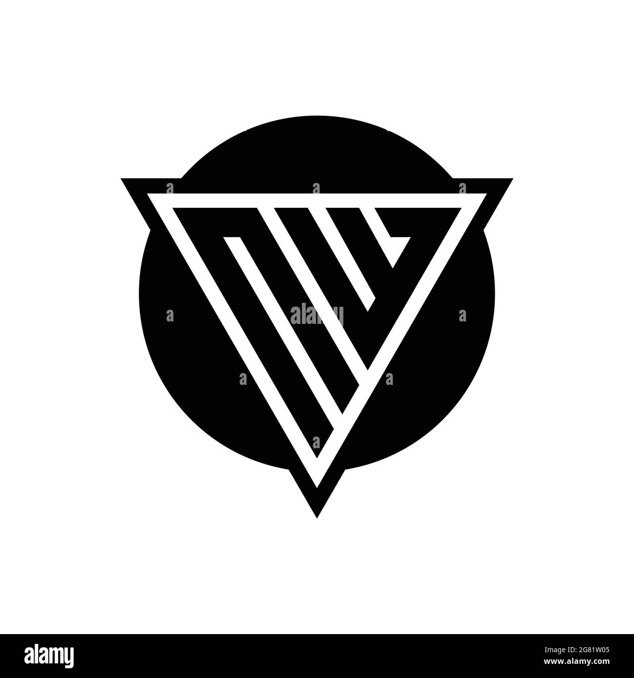 NW logo with negative space triangle and circle shape design template isolated on white background Stock Vector