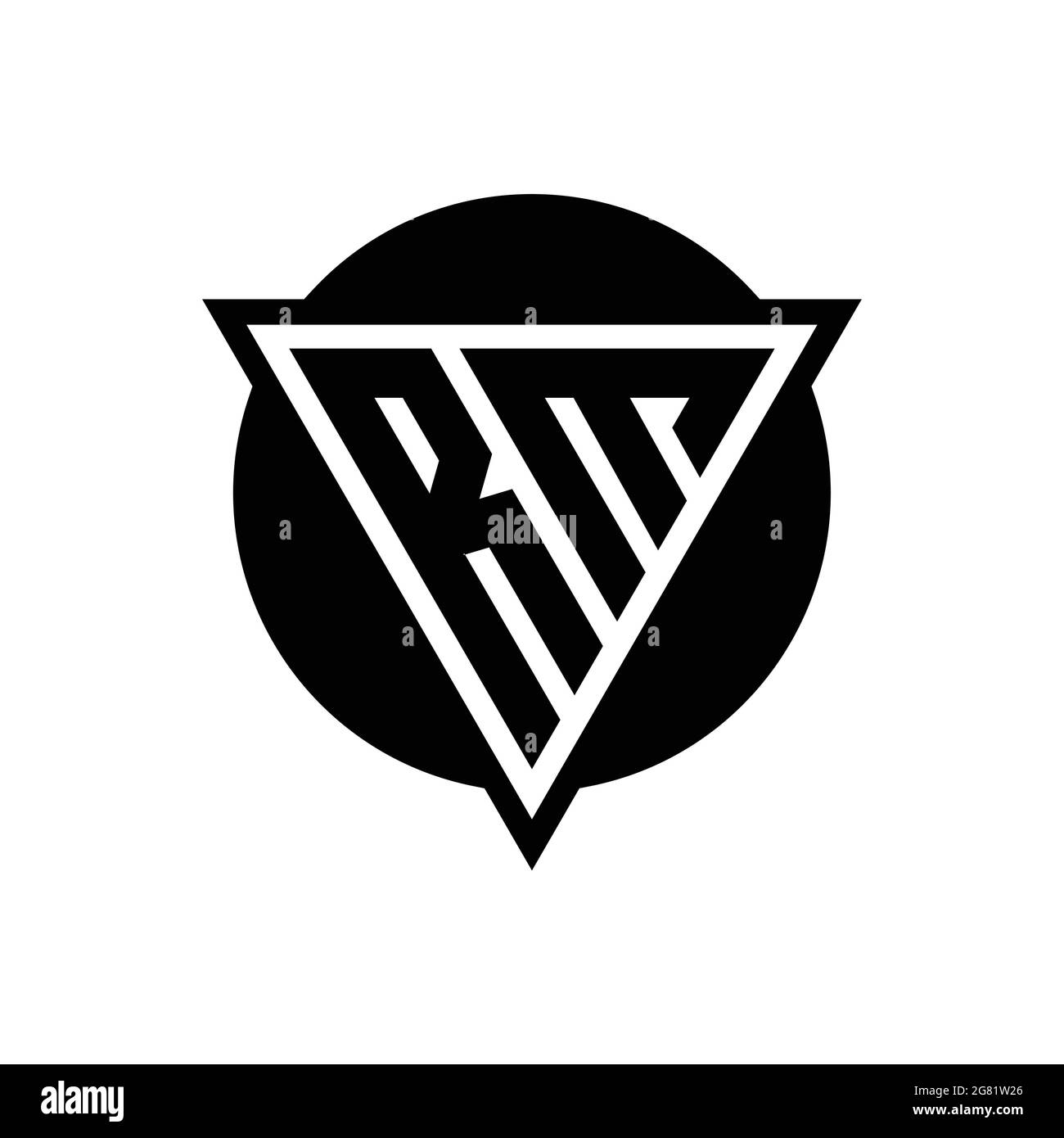 RM logo with negative space triangle and circle shape design template isolated on white background Stock Vector