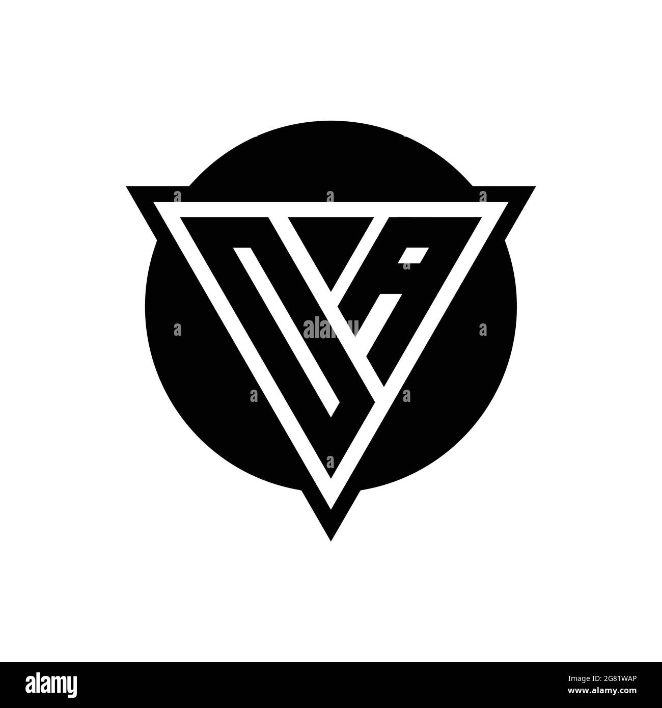OA logo with negative space triangle and circle shape design template isolated on white background Stock Vector