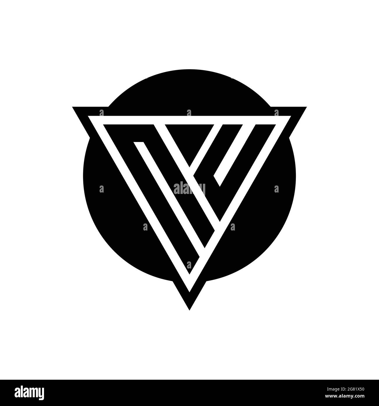 NU logo with negative space triangle and circle shape design template isolated on white background Stock Vector