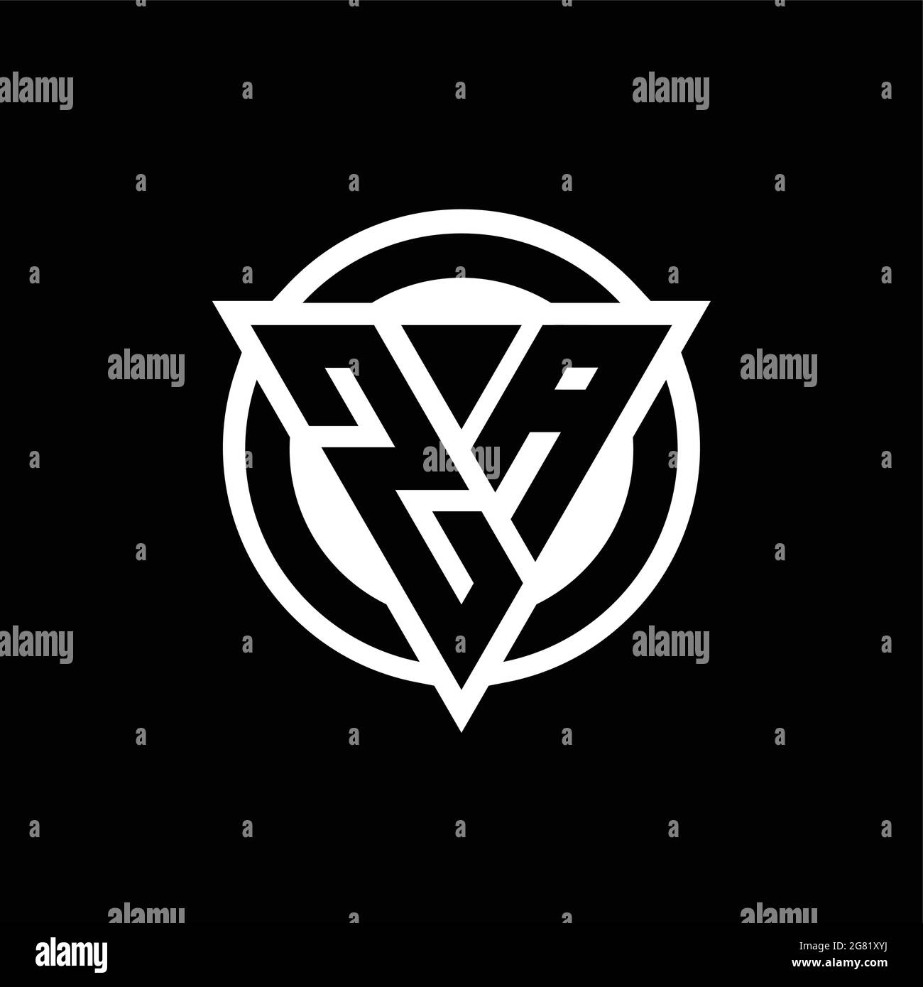 ZA logo with negative space triangle shape and circle rounded design template isolated on black background Stock Vector