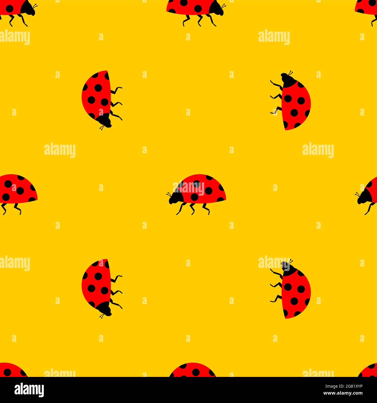 Ladybug pattern seamless. Red small bug background. beetle vector ...