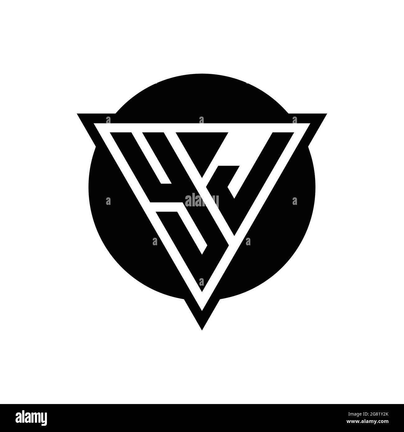 YL logo with negative space triangle and circle shape design template isolated on white background Stock Vector