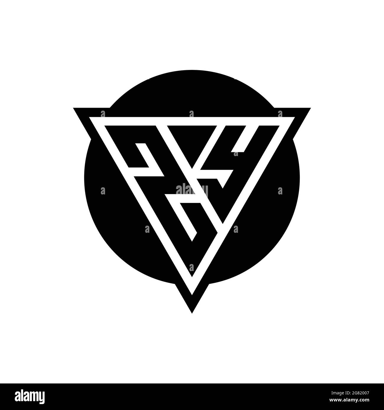 ZY logo with negative space triangle and circle shape design template isolated on white background Stock Vector