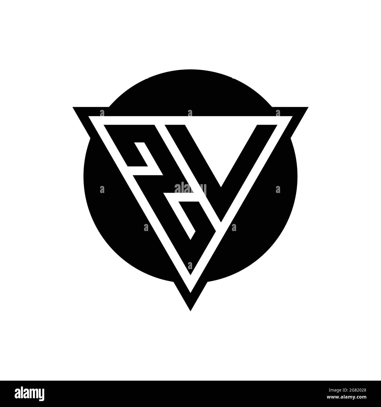 ZV logo with negative space triangle and circle shape design template isolated on white background Stock Vector