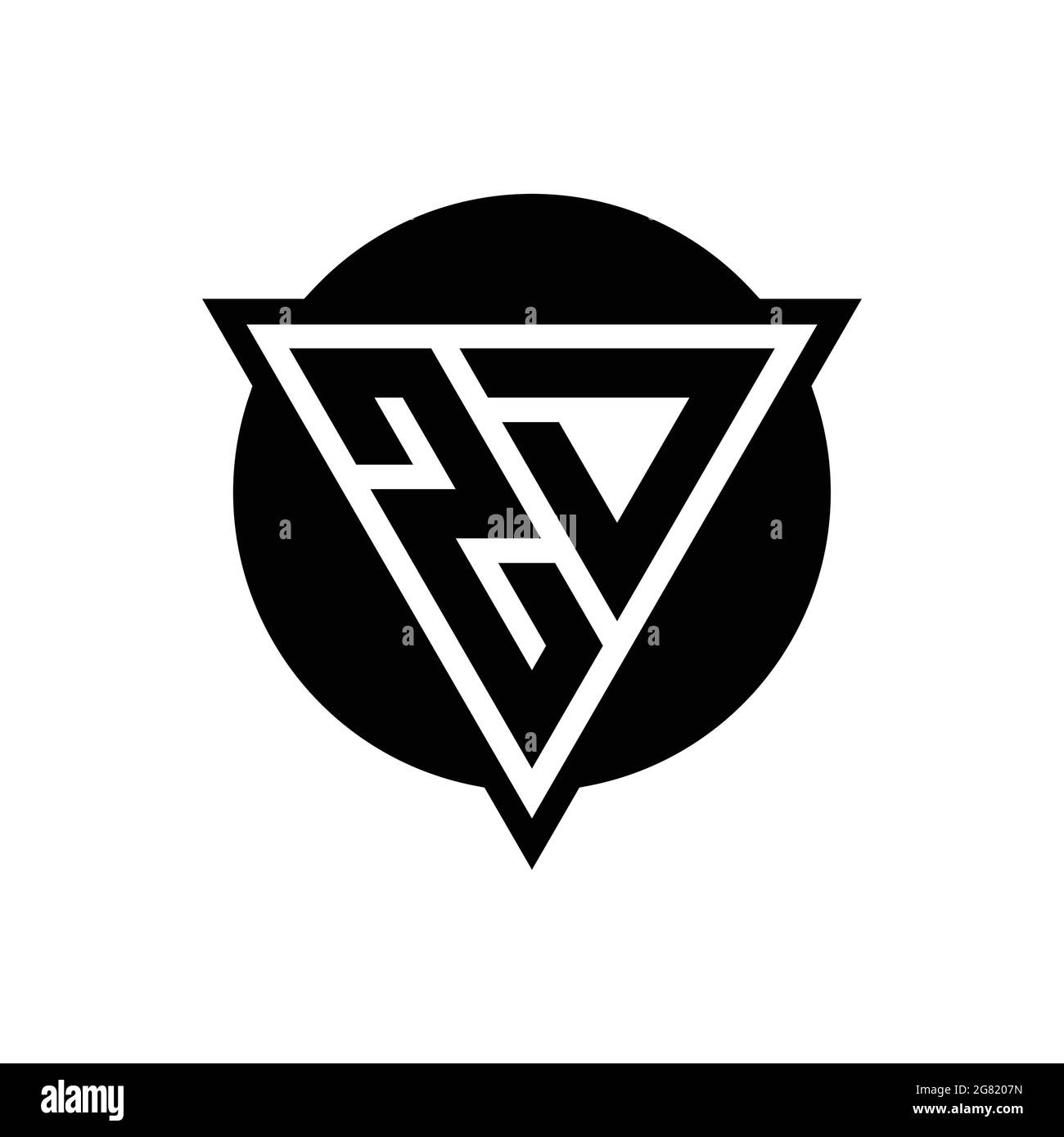 ZD logo with negative space triangle and circle shape design template isolated on white background Stock Vector