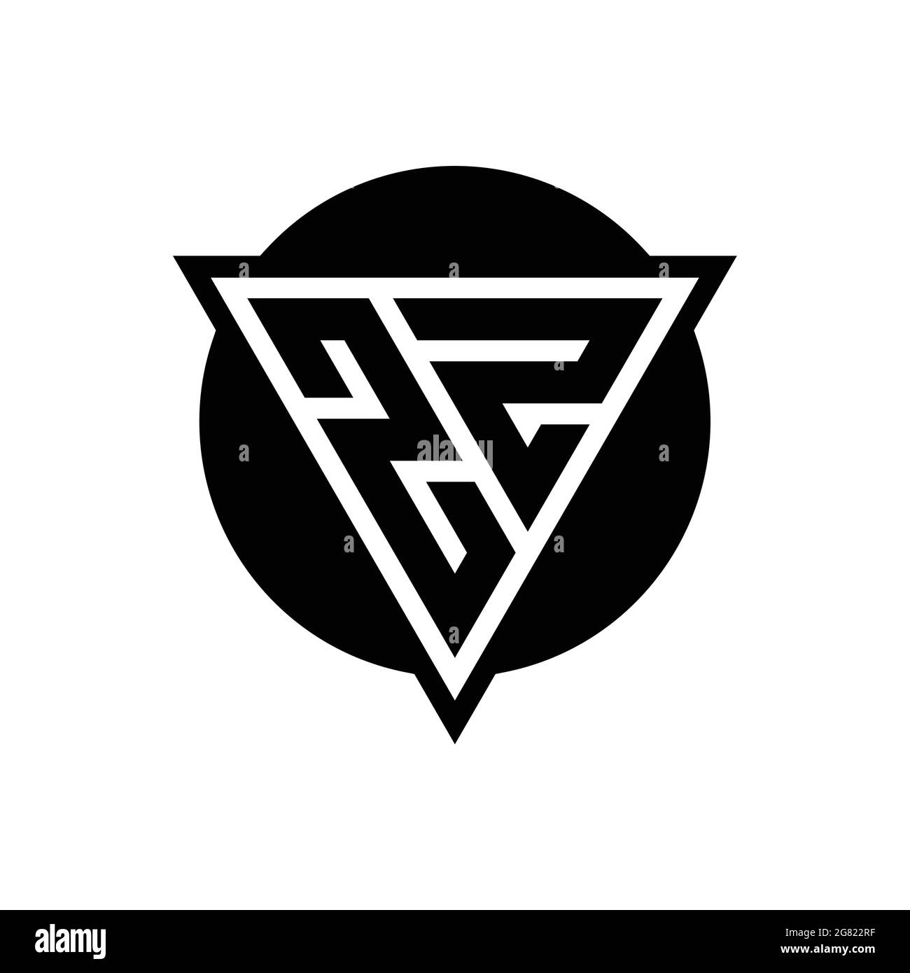ZZ logo with negative space triangle and circle shape design template isolated on white background Stock Vector