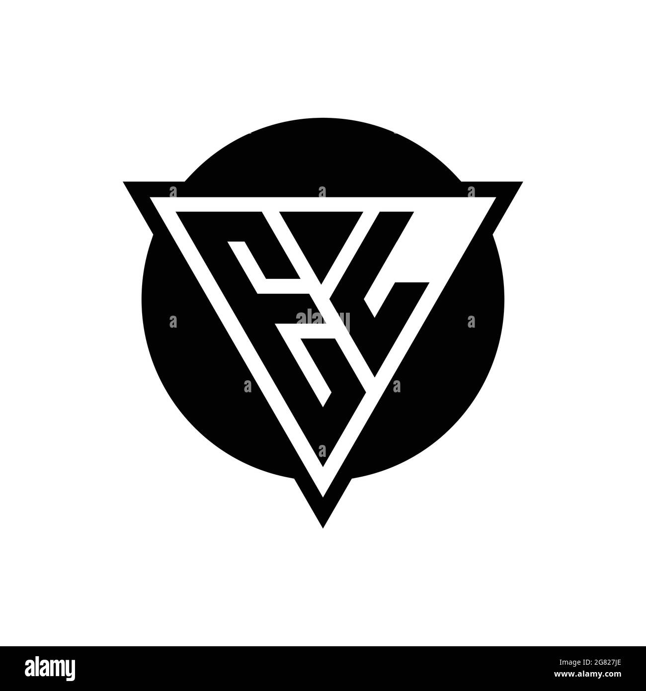 EL logo with negative space triangle and circle shape design template isolated on white background Stock Vector