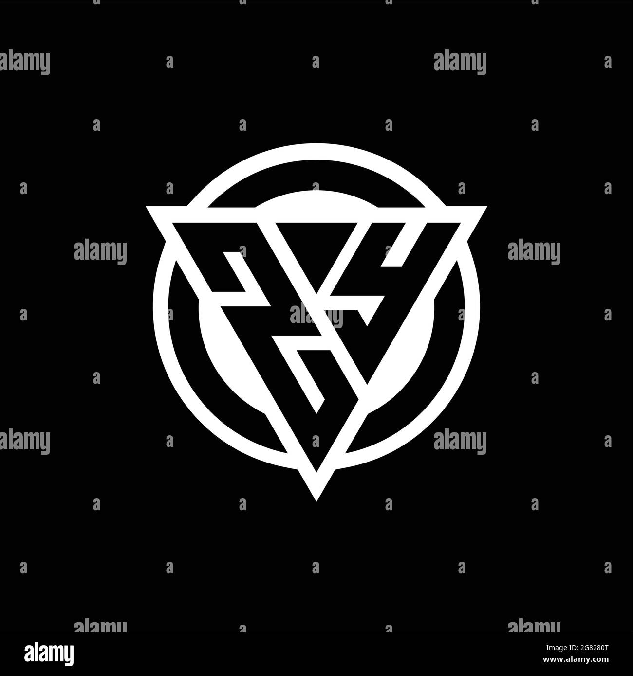 ZY logo with negative space triangle shape and circle rounded design template isolated on black background Stock Vector