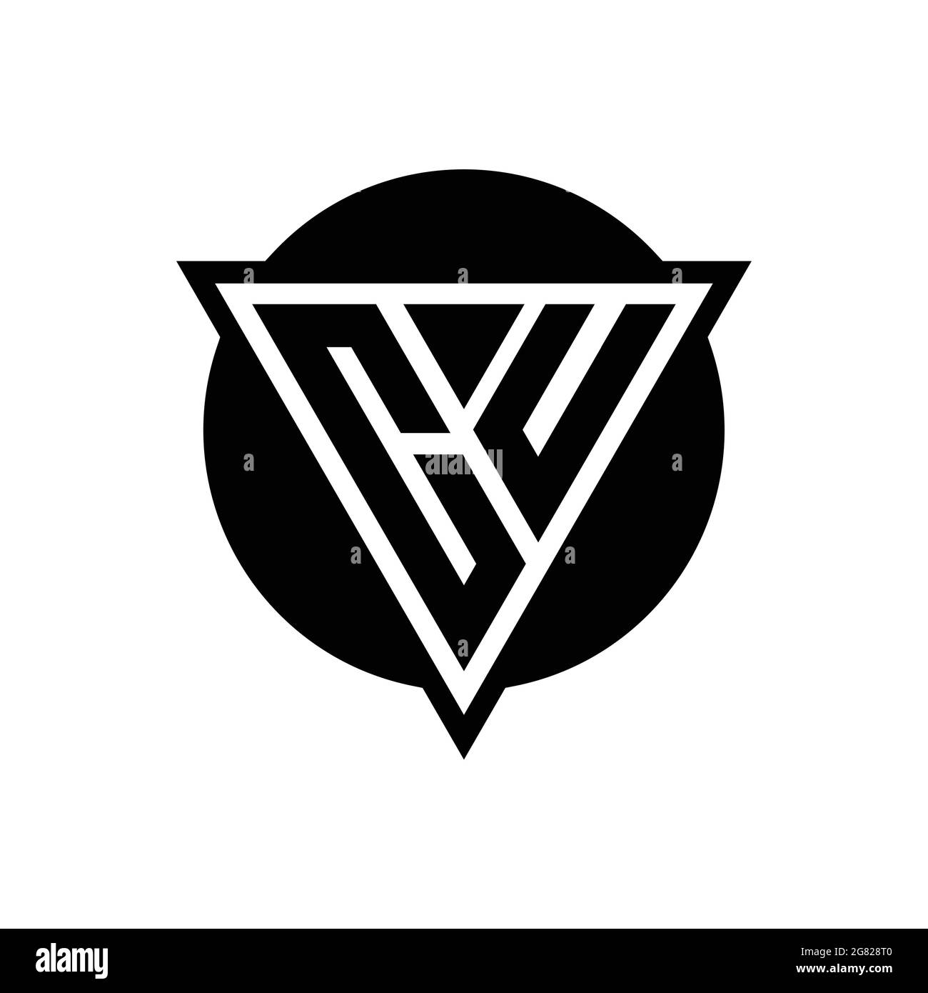 CU logo with negative space triangle and circle shape design template isolated on white background Stock Vector