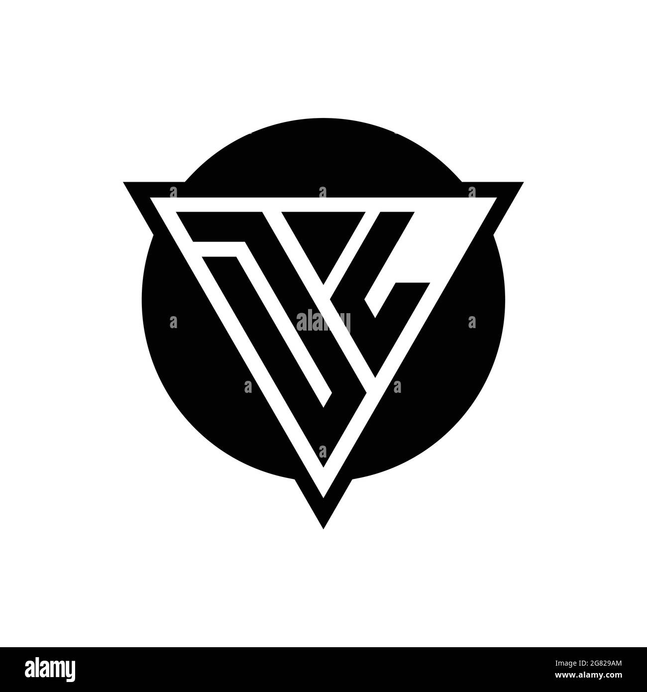 DL logo with negative space triangle and circle shape design template isolated on white background Stock Vector