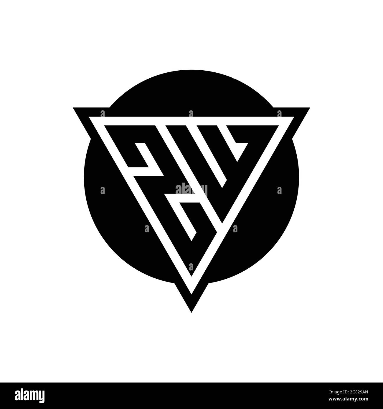 ZW logo with negative space triangle and circle shape design template ...