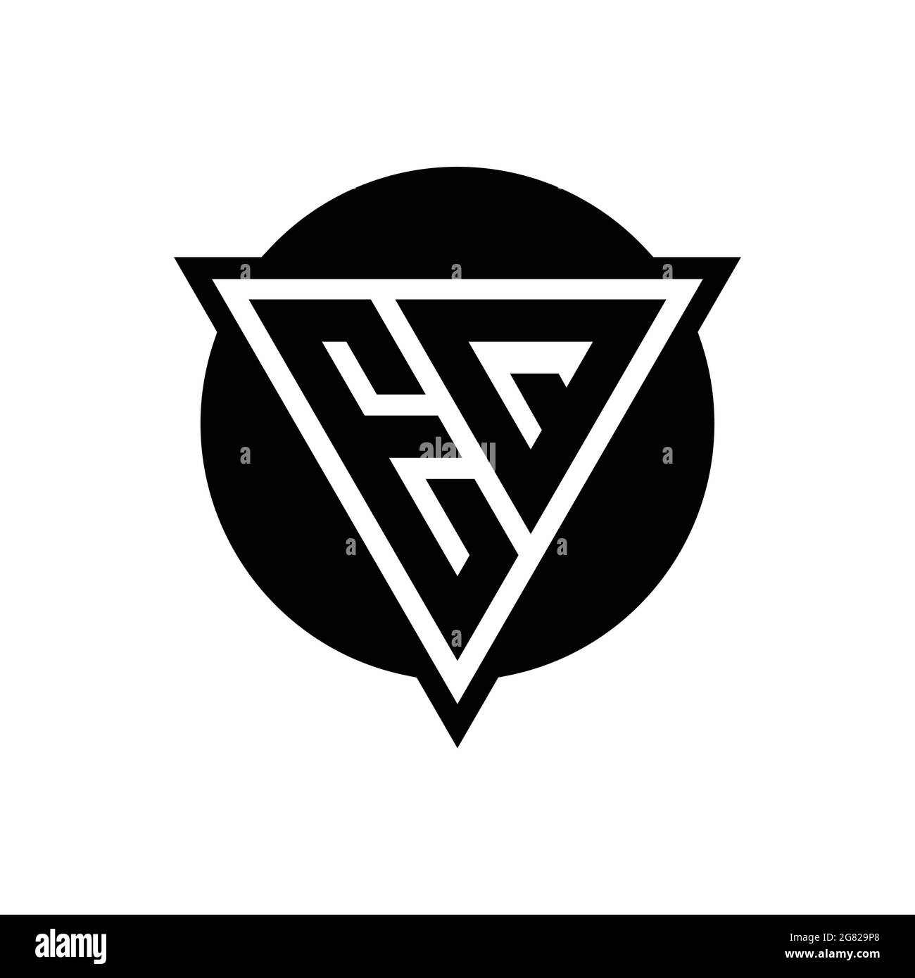 EQ logo with negative space triangle and circle shape design template isolated on white background Stock Vector