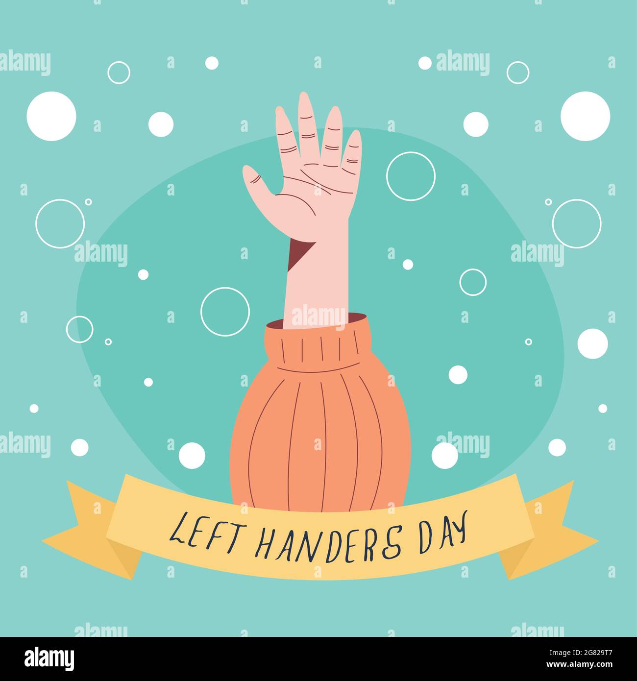 left handers day frame with hand open Stock Vector
