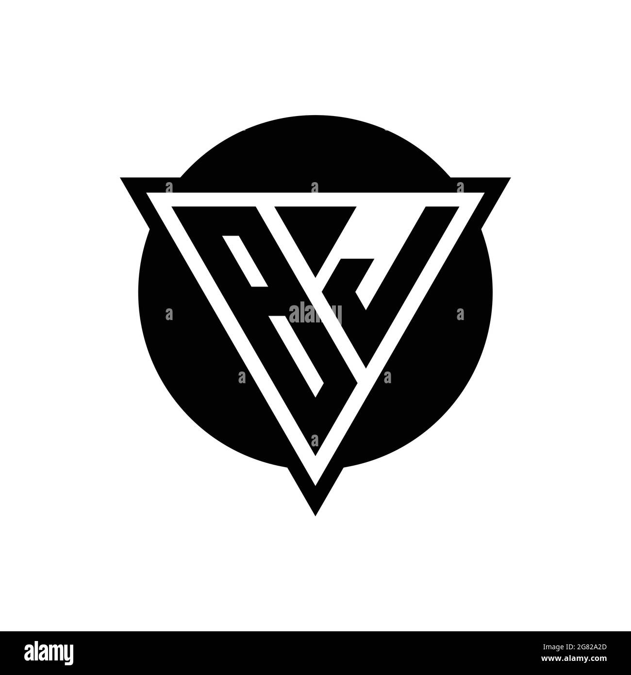 BJ logo with negative space triangle and circle shape design template isolated on white background Stock Vector