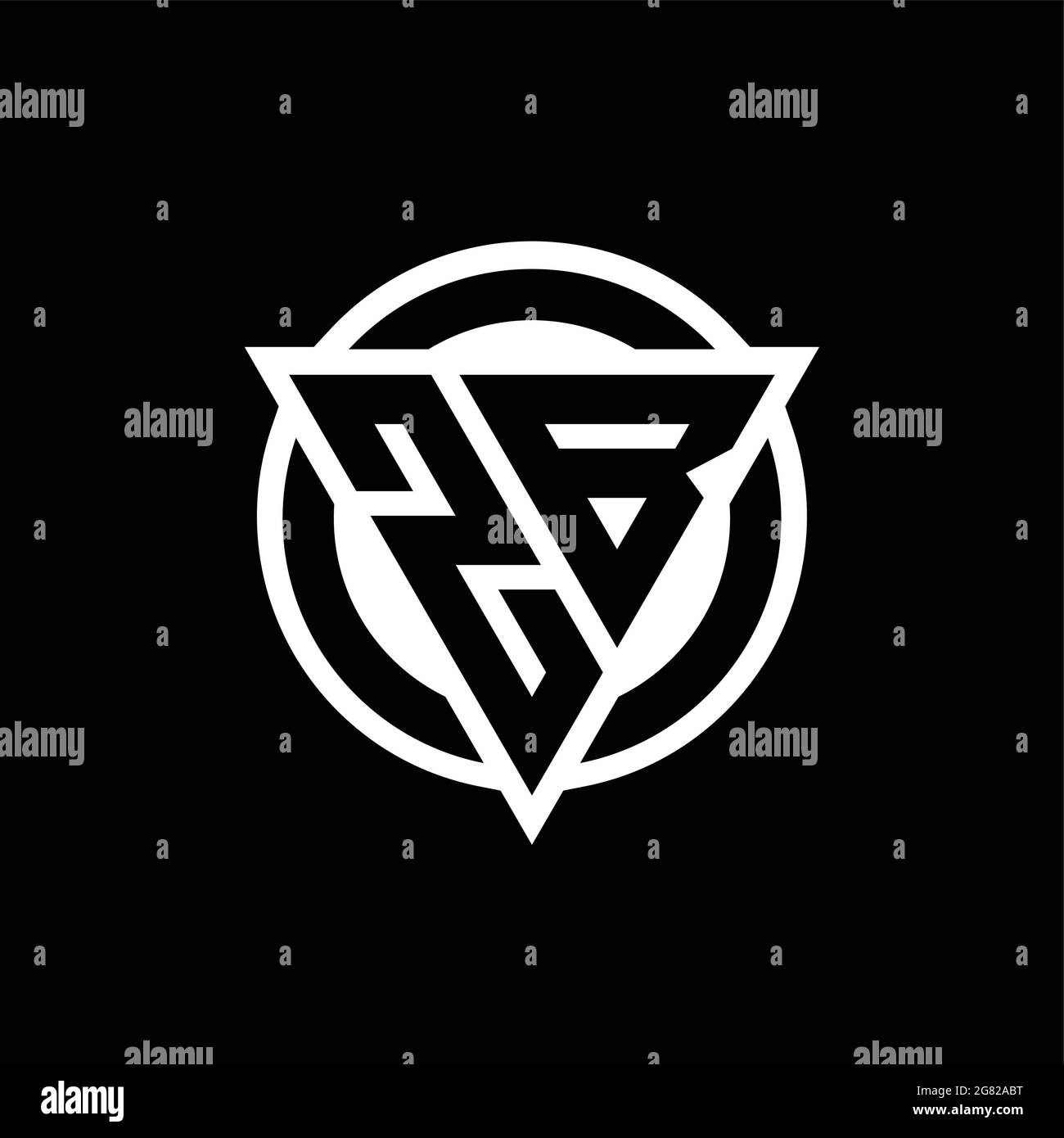ZB logo with negative space triangle shape and circle rounded design template isolated on black background Stock Vector