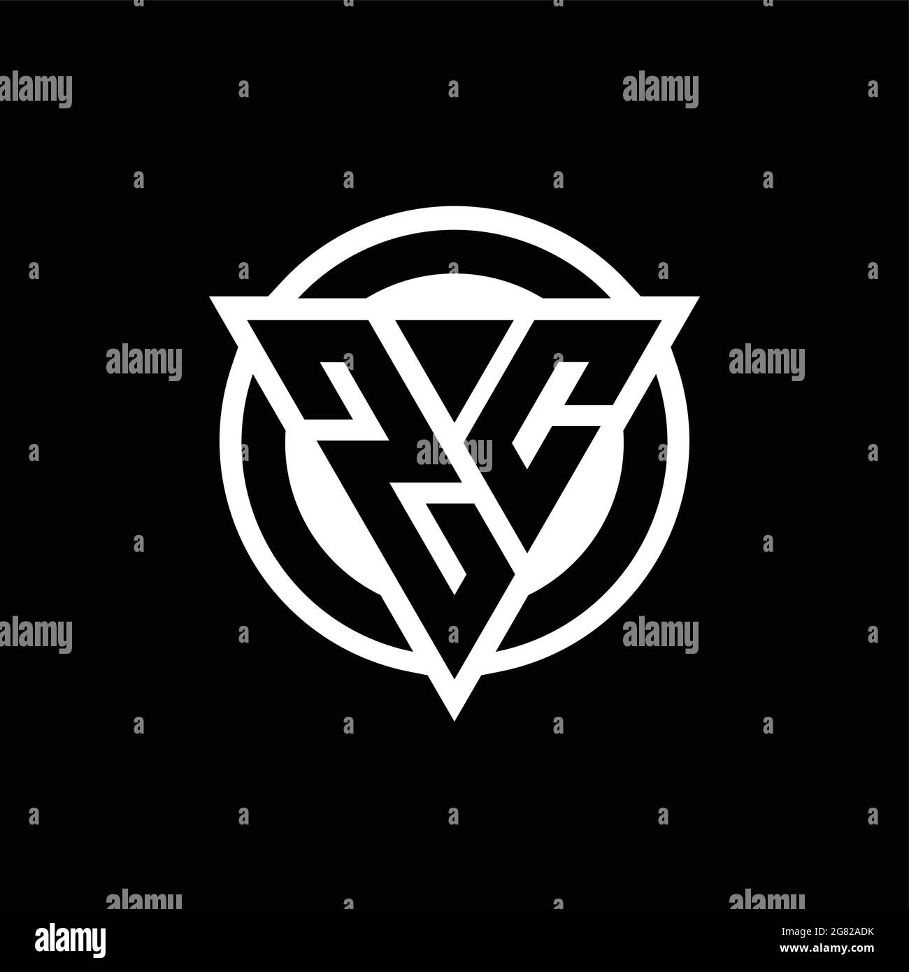 ZC logo with negative space triangle shape and circle rounded design template isolated on black background Stock Vector