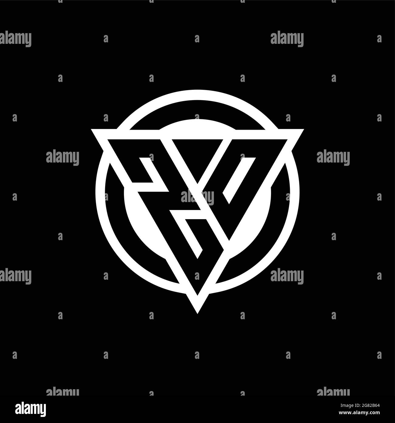 ZO logo with negative space triangle shape and circle rounded design template isolated on black background Stock Vector