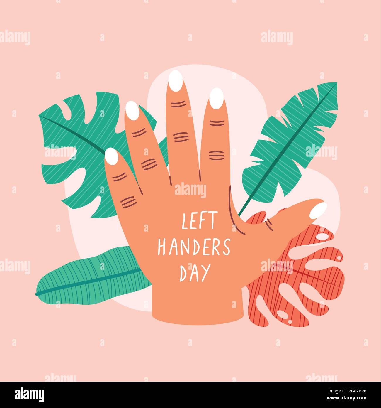 left handers day celebration with hand open Stock Vector
