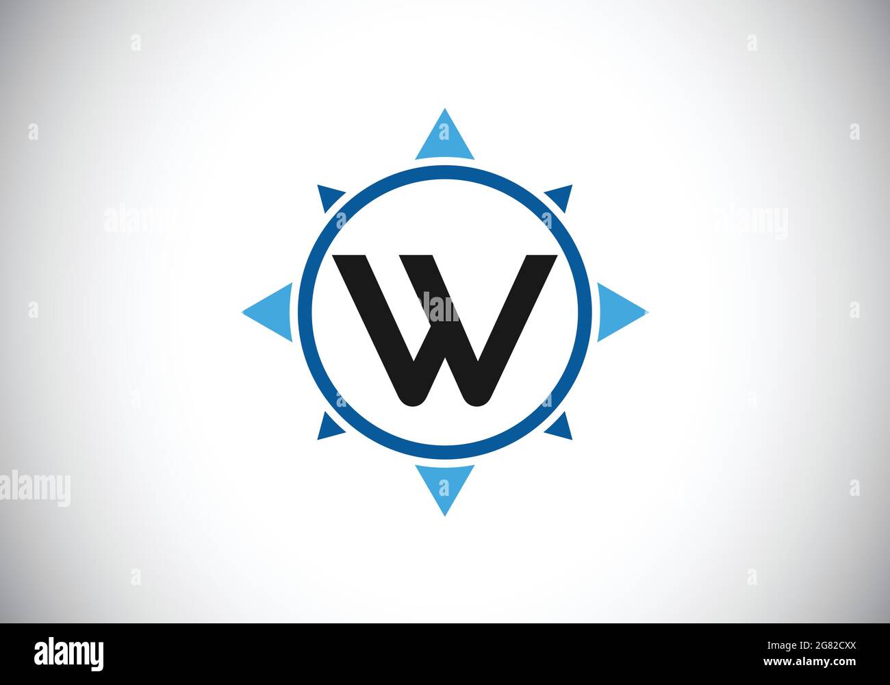 Initial W monogram letter alphabet in a compass. Font emblem. Compass ...